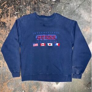 Vintage 1997 Guess Sport International Competition Crewneck Sweatshirt Medium V8